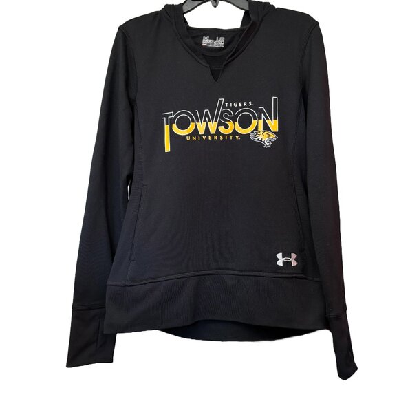 Towson University Tigers Under Armour Semi-Fitted Women's V-Neck Hoodie, Large - Picture 1 of 2